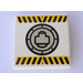 LEGO White Tile 2 x 2 with Black and Yellow Danger Stripes and Round Hatch with Groove (3068 / 43359)