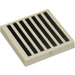 LEGO White Tile 2 x 2 with Black Grille with Groove (3068)