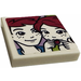 LEGO White Tile 2 x 2 with Boy and girl photo Sticker with Groove (3068)