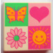 LEGO White Tile 2 x 2 with Butterfly, Heart, Flower, and Sun Sections with Groove (3068)