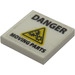 LEGO White Tile 2 x 2 with &#039;DANGER&#039; and &#039;MOVING PARTS&#039; Sticker with Groove (3068)
