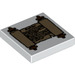 LEGO White Tile 2 x 2 with Dark Tan Scroll with Groove (3068 / 53711)