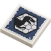 LEGO White Tile 2 x 2 with Dinosaur in Hexagon Background Sticker with Groove (3068)