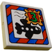 LEGO White Tile 2 x 2 with Fabuland Envelope, Black Airplane and &#039;3&#039; Green Stamp with Groove (3068)