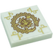 LEGO White Tile 2 x 2 with Gold and Dark Red Decoration Sticker with Groove (3068)