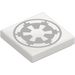 LEGO White Tile 2 x 2 with Gray Imperial Star with Groove (3068 / 104335)