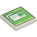 LEGO White Tile 2 x 2 with Green Computer Screen with Groove (3068 / 73765)