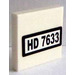 LEGO White Tile 2 x 2 with &quot;HD 7633&quot; Sticker with Groove (3068)
