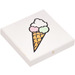 LEGO White Tile 2 x 2 with Ice Cream with Groove (3068)