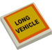 LEGO White Tile 2 x 2 with &quot;LONG VEHICLE&quot; Sticker with Groove (3068)