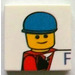 LEGO White Tile 2 x 2 with Man and &quot;F&quot; with Groove (3068)