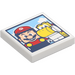 LEGO White Tile 2 x 2 with Mario and Yellow Yoshi with Groove (3068 / 103769)