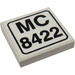 LEGO White Tile 2 x 2 with &quot;MC 8422&quot; Sticker with Groove (3068)