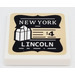 LEGO White Tile 2 x 2 with &#039;NEW YORK LINCOLN&#039; Sticker with Groove (3068)