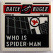 LEGO White Tile 2 x 2 with Newspaper &#039;DAILY BUGLE&#039; and &#039;WHO IS SPIDER-MAN&#039; with Groove (3068)
