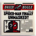 LEGO White Tile 2 x 2 with Newspaper &#039;DAILY BUGLE&#039;, &#039;SPIDER-MAN FINALLY UNMASKED?&#039; and &#039;...NO&#039; &#039;&#039; with Groove (3068)