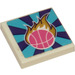 LEGO White Tile 2 x 2 with Pink ball and gold flame Sticker with Groove (3068)