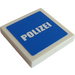 LEGO White Tile 2 x 2 with &quot;POLIZEI&quot; Sticker with Groove (3068)