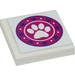 LEGO White Tile 2 x 2 with Puppy Daycare Logo Sticker with Groove (3068)