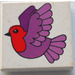 LEGO White Tile 2 x 2 with Purple and Red Bird with Groove (3068)