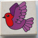 LEGO Wit Tegel 2 x 2 met Paars en Rood Vogel met groef (3068)