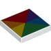 LEGO White Tile 2 x 2 with Rainbow Colored Triangles with Groove (3068 / 20827)