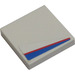 LEGO White Tile 2 x 2 with Red and Blue Line (left) Sticker with Groove (3068)