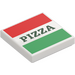 LEGO White Tile 2 x 2 with Red and Green Stripes and Pizza with Groove (3068 / 29716)