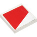 LEGO White Tile 2 x 2 with Red Trapezoid (Right) Sticker with Groove (3068)