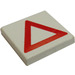 LEGO White Tile 2 x 2 with Red Warning Triangle with Groove (3068)