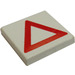 LEGO White Tile 2 x 2 with Red Warning Triangle with Groove (3068 / 80174)