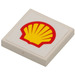 LEGO White Tile 2 x 2 with Shell Logo (White Background) Sticker with Groove (3068)