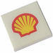 LEGO White Tile 2 x 2 with Shell Logo with Groove (3068)