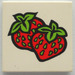 LEGO White Tile 2 x 2 with Strawberries with Groove (3068)