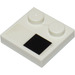 LEGO Weiß Fliese 2 x 2 mit Bolzen auf Kante mit Schwarz Platz Recht Aufkleber (33909)