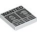 LEGO White Tile 2 x 2 with Wanted Poster with Minfigure with Cap with Groove (3068 / 37471)