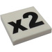 LEGO White Tile 2 x 2 with &#039;x2&#039; with Groove (3068)