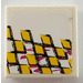 LEGO White Tile 2 x 2 with Yellow Checkered Right Sticker with Groove (3068)