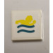 LEGO White Tile 2 x 2 with Yellow Swimming Logo Sticker with Groove (3068)