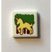 LEGO White Tile 2 x 2 with Yellow Unicorn Sticker with Groove (3068)