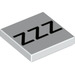 LEGO White Tile 2 x 2 with &#039;ZZZ&#039; with Groove (3068 / 99412)