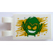 LEGO White Tile 2 x 3 with Horizontal Clips with Green goblin head Sticker (Thick Open &#039;O&#039; Clips) (30350)