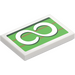 LEGO White Tile 2 x 3 with S on Green Symbol (26603 / 103788)