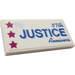 LEGO White Tile 2 x 4 with 3 Stars and &quot;57th, JUSTICE, Annivers&quot; Sticker (87079)