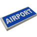 LEGO White Tile 2 x 4 with &#039;AIRPORT&#039; Sticker (87079)