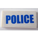 LEGO White Tile 2 x 4 with Blue &#039;POLICE&#039; Sticker (87079)