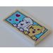 LEGO White Tile 2 x 4 with hearts and dogs Sticker (87079)