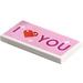 LEGO White Tile 2 x 4 with &#039;I Heart YOU&#039; Sticker (87079)
