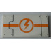 LEGO White Tile 2 x 4 with Orange Stripe and Lightning Bolt in Circle Sticker (87079)