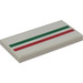 LEGO White Tile 2 x 4 with Red and Green Stripes Sticker (87079)